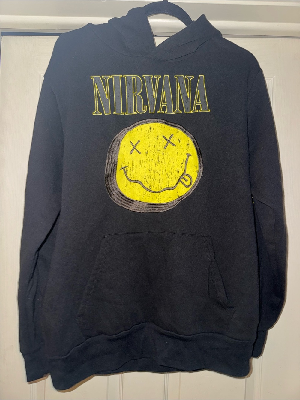 NIRVANA Black Tee with White Smiley Logo